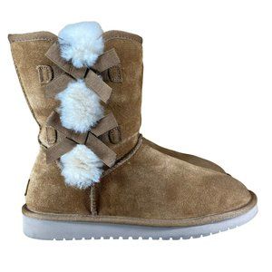 Koolaburra By UGG Chestnut Victoria Short Boots 1015874 Suede Slip On Women 10